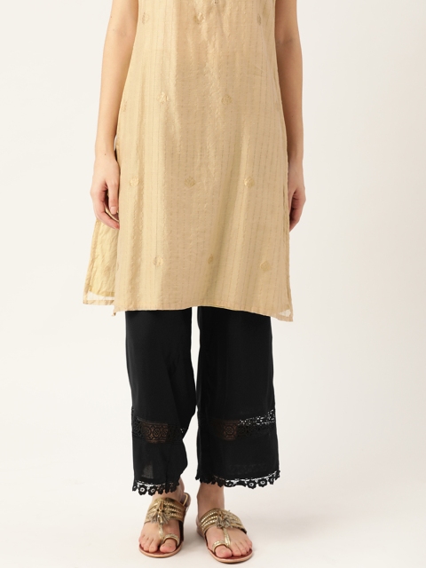 

Anouk Women Black Lace Detailed Ethnic Palazzos