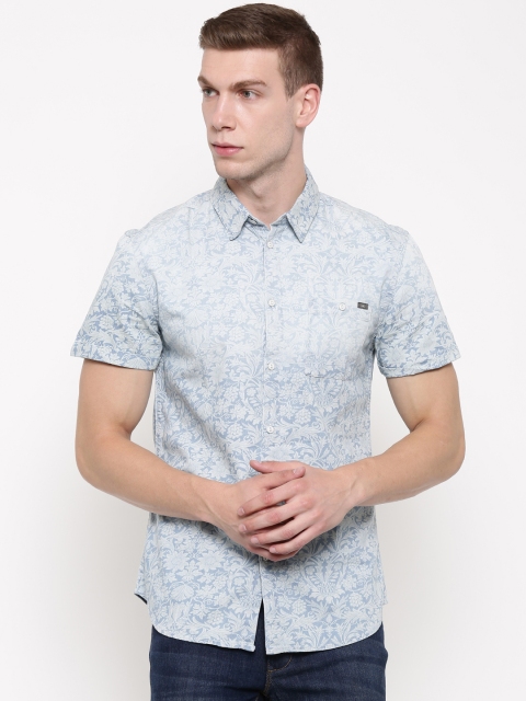 

Jack & Jones Men Blue Printed Slim Fit Casual Shirt