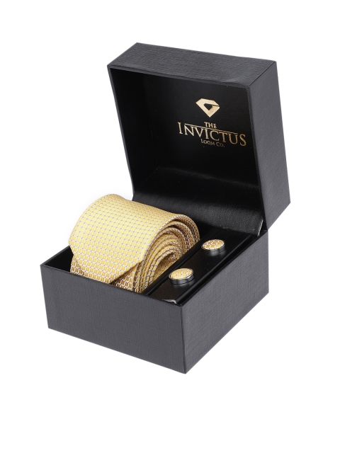 

INVICTUS Men Set of Yellow Tie & Cufflinks