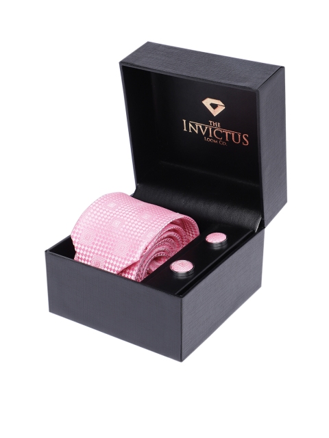 

INVICTUS Men Set of Tie & Cufflinks, Pink