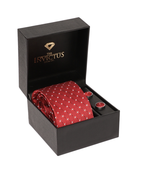 

INVICTUS Men Set of Tie & Cufflinks, Red