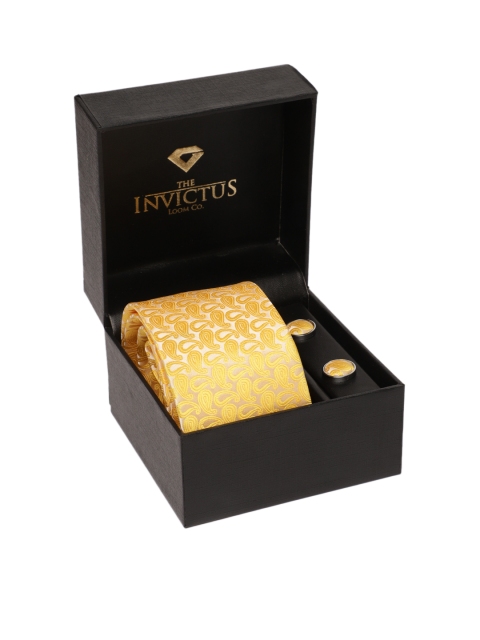 

INVICTUS Men Set of Tie & Cufflinks, Yellow