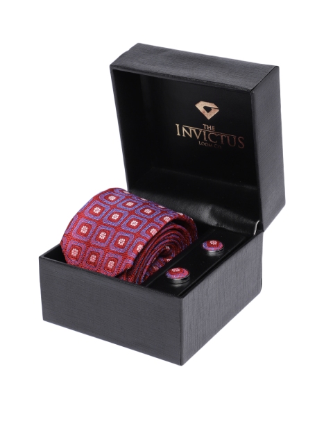 

INVICTUS Men Set of Maroon Tie & Cufflinks