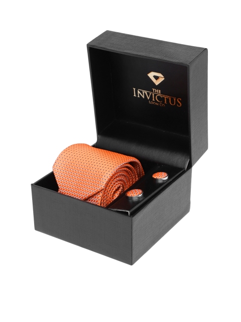 

INVICTUS Men Set of Tie & Cufflinks, Orange