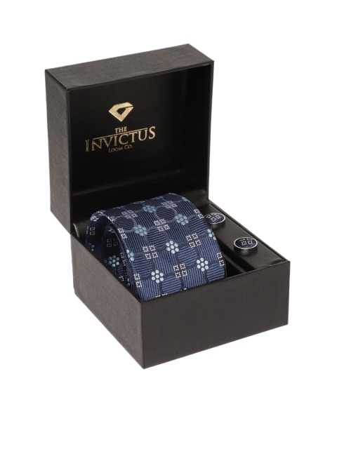 

INVICTUS Men Set of Tie & Cufflinks, Blue