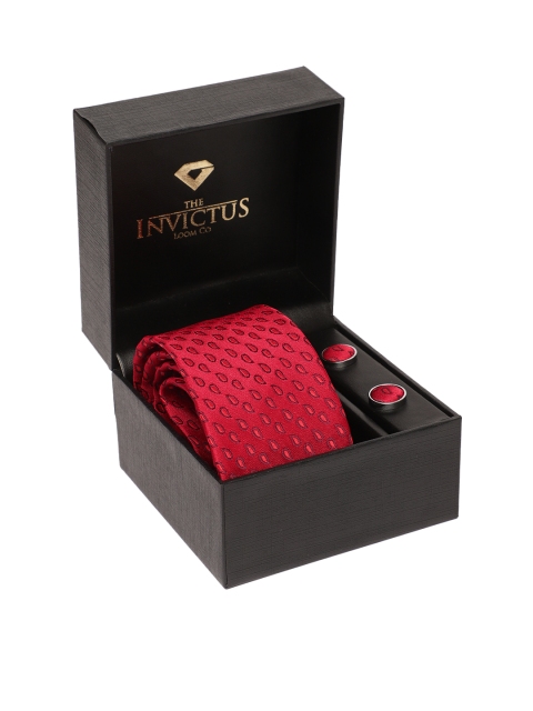 

INVICTUS Men Set of Tie & Cufflinks, Red