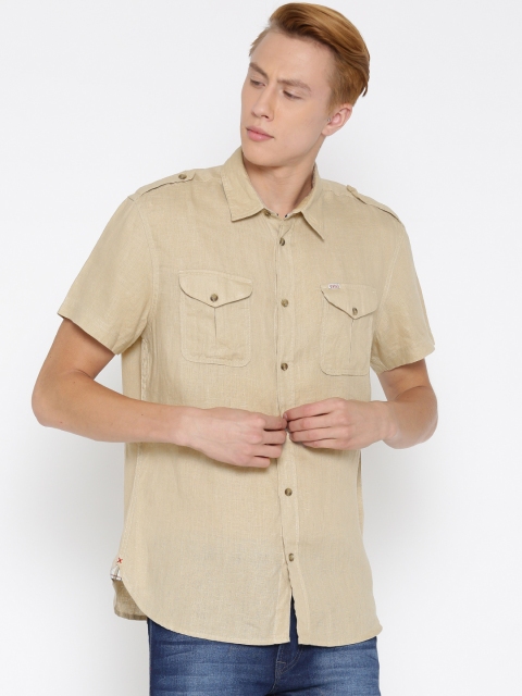

Jack & Jones Beige Linen Casual Shirt