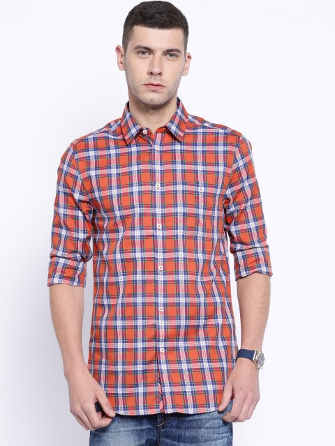 

Premium by Jack & Jones Orange Checked Slim Casual Shirt