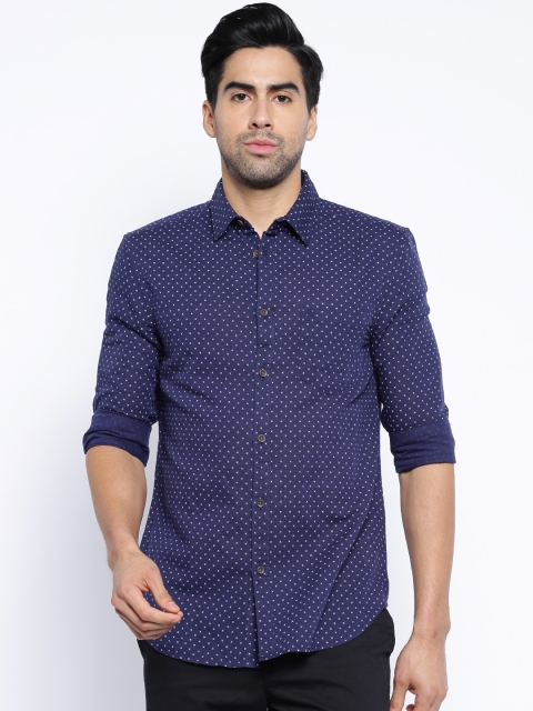 

Jack & Jones Navy Printed Slim Fit Casual Shirt, Navy blue