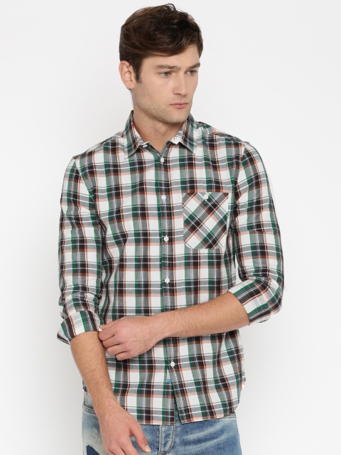 

Jack & Jones Men Orange Checked Casual Shirt
