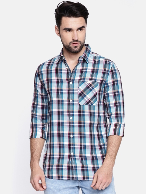 

Jack & Jones Men Blue Checked Casual Shirt