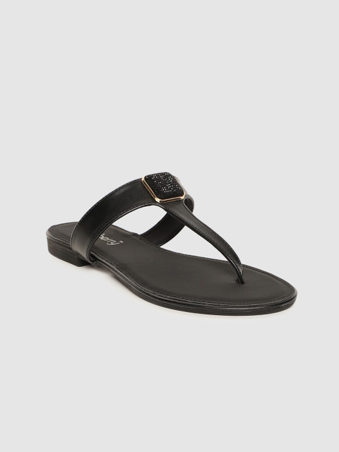 

DressBerry Women Black Solid T-Strap Flats