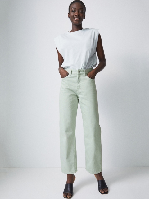 

H&M Women Turquoise Blue Solid Straight Fit Jeans