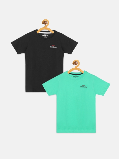 

DukieKooky Boys Pack of 2 Solid Round Neck T-shirts, Sea green