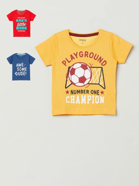 

max Boys Red Printed Round Neck T-shirt