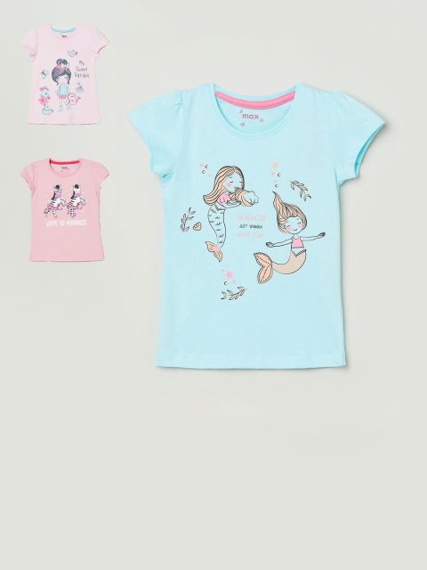 

max Pack Of 3 Printed Pure Cotton Regular Top, Pink
