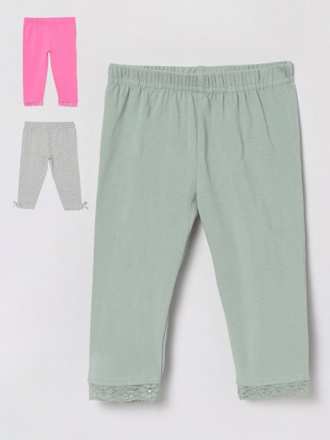 

max Infant Girls Pack of 3 Solid Ankle-Length Leggings, Green