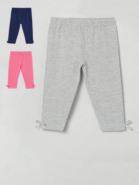 

max Girls Pack of 3 Solid Leggings, Grey melange
