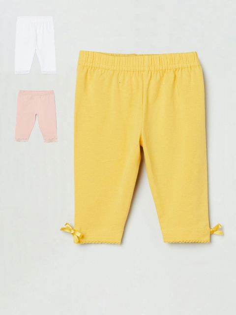 

max Girls Pack of 3 Solid Leggings, Yellow