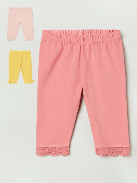 

max Girls Pack Of 3 Solid Leggings, Pink