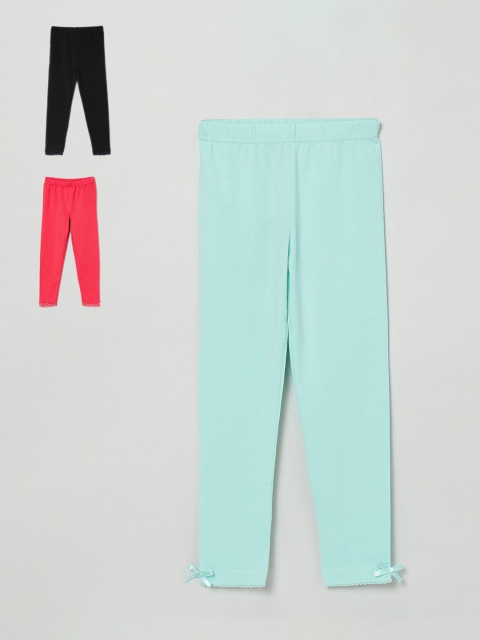 

max Girls Pack Of 3 Solid Leggings, Pink