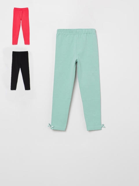 

max Girls Pack of 3 Solid Leggings, Blue