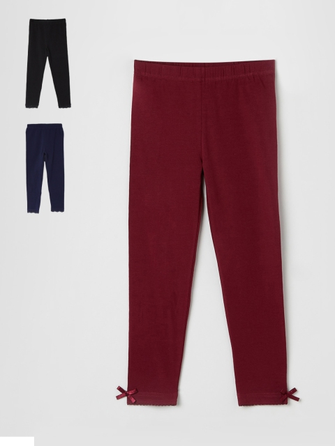 

max Girls Pack of 3 Solid Leggings, Maroon