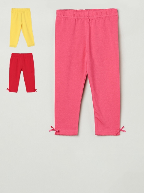 

max Girls Pack of 3 Solid Leggings, Pink