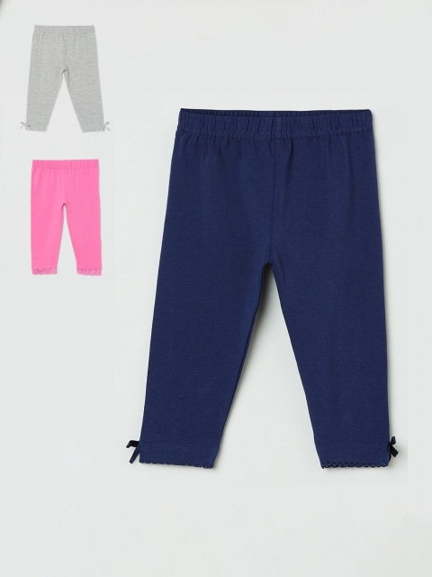

max Girls Pack of 3 Solid Leggings, Navy blue