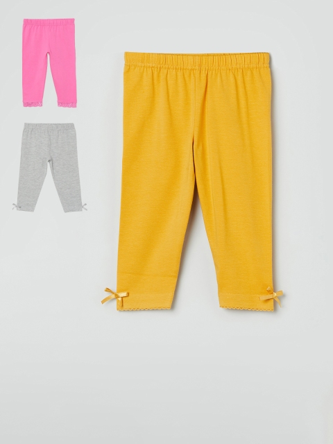 

max Girls Pack of 3 Solid Leggings, Mustard