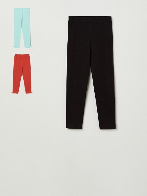 

max Girls Pack of 3 Solid Leggings, Black