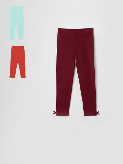 

max Girls Pack of 3 Solid Leggings, Maroon