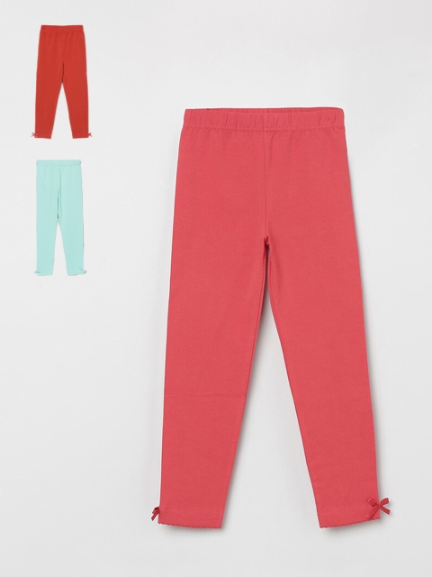 

max Girls Multicoloured Pack of 3 Solid Leggings, Multi