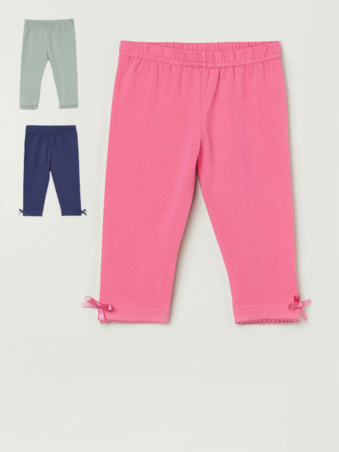 

max Girls Pack of 3 Solid Leggings, Navy blue