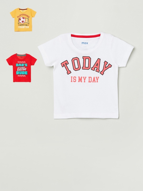 

max Infant Girls Multicoloured Pack of 3 Printed T-shirt, Multi