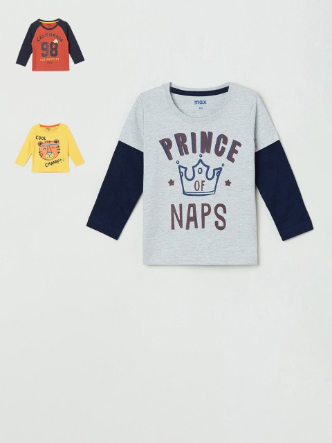 

max Boys Orange Colourblocked Round Neck T-shirt