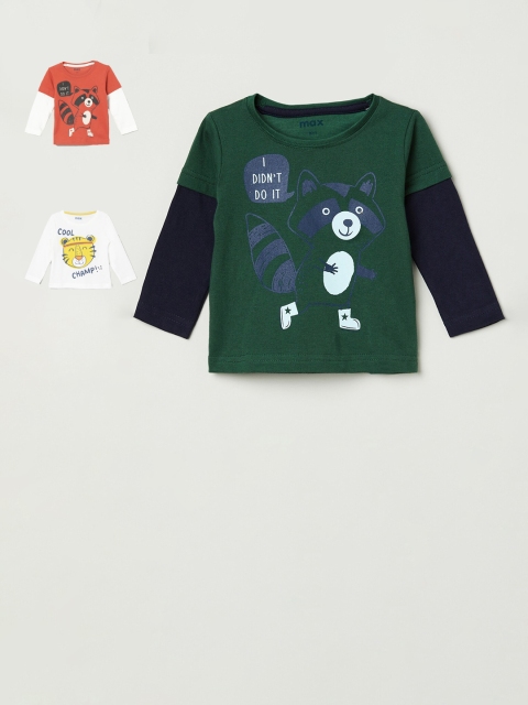 

max Boys Pack of 3 Printed T-shirts, Orange