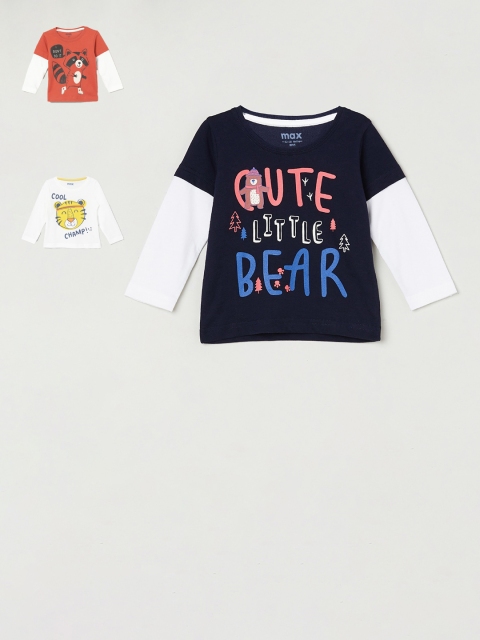 

max Boys Pack of 3 Printed T-shirts, Navy blue