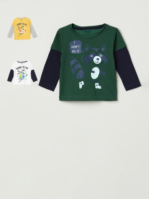 

max Boys Green Printed Round Neck T-shirt