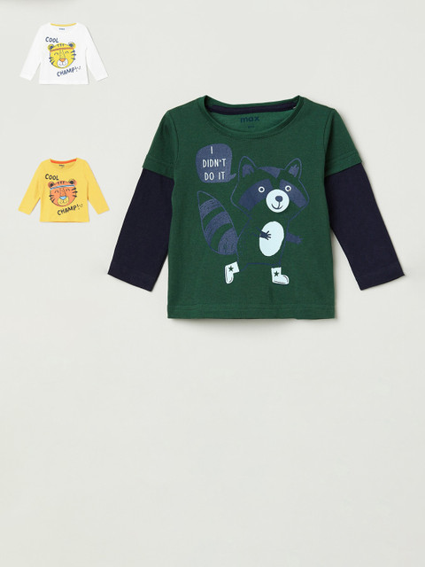 

max Infant Boys Multicoloured Pack of 3 Printed T-shirt, Multi