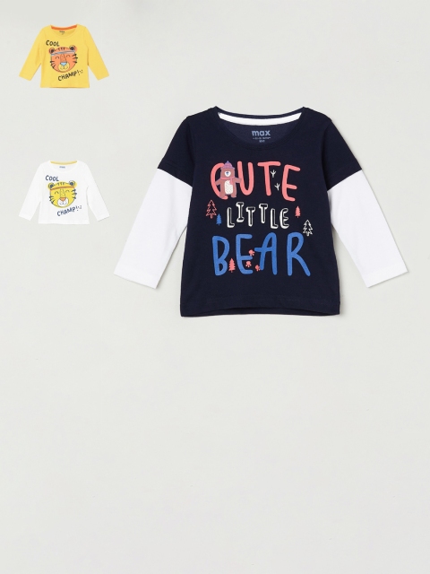 

max Boys Pack of 3 Printed T-shirts, Navy blue