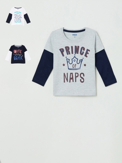 

max Boys Pack of 3 Printed T-shirts, Navy blue