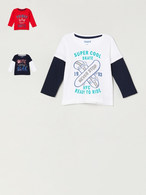 

max Boys Navy Blue Printed Round Neck T-shirt