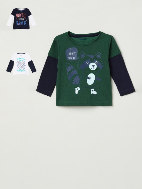 

max Infant Boys Multicoloured Pack of 3 Printed T-shirt, Multi