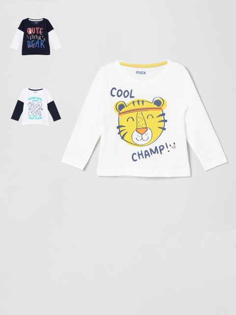 

max Boys Navy Blue Printed Round Neck T-shirt