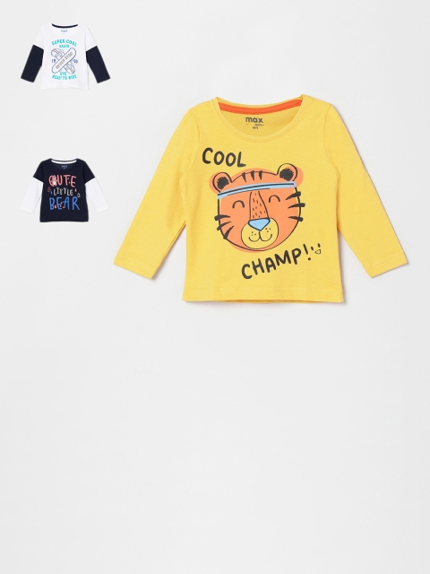 

max Boys Pack of 3 Printed T-shirts, Navy blue