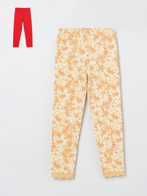 

max Girls Pack Of 2 Printed Ankle-Length Leggings, Yellow