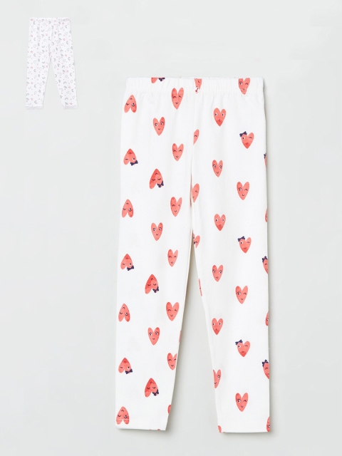 

max Women White & Red Casual Cotton Leggings