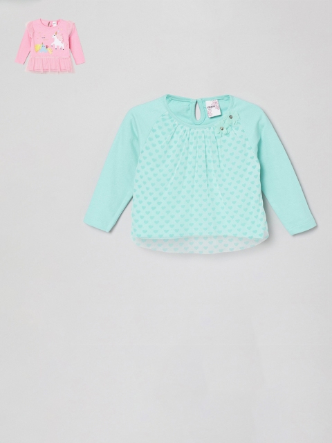 

max Infant Girls Turquoise Blue & Pink Pack of 2 Printed Top