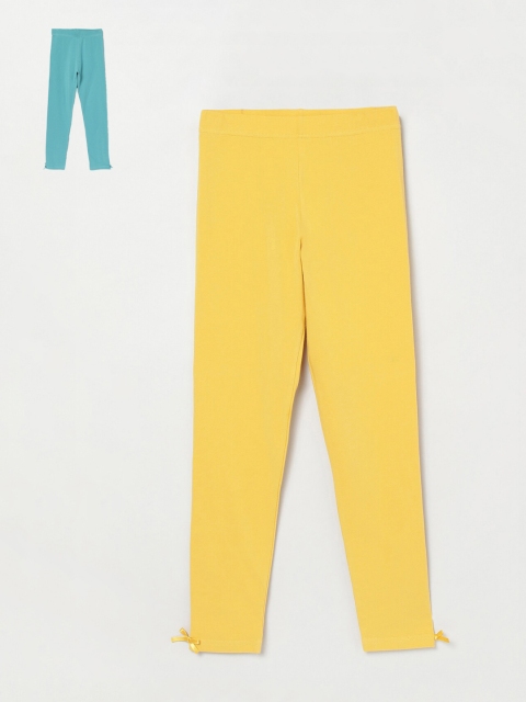 

max Girls Pack Of 2 Solid Ankle-Length Leggings, Yellow
